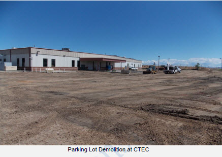 PARKING LOT CTEC 2 SHOWING ENTIRE LOT DUG UP